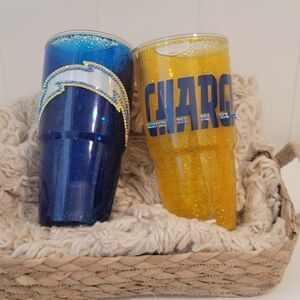 2 PC L.A. Chargers Snowglobe Tumblers!